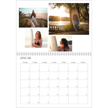 Fotokalender A4 dobbel — Surfing i solnedgang