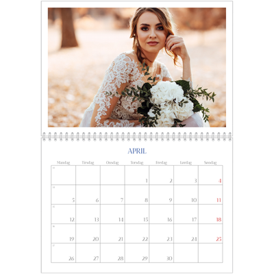 Fotokalender A4 dobbel (30 x 40 cm) — Klassisk kobolt [April]