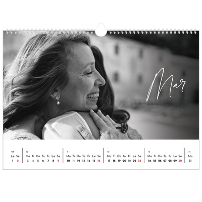 Fotokalender A3 — Elegant skrift [Mars]