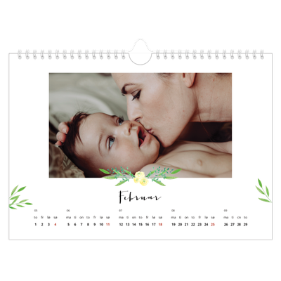 Fotokalender A4 — Blomsterillustrasjoner [Februar]