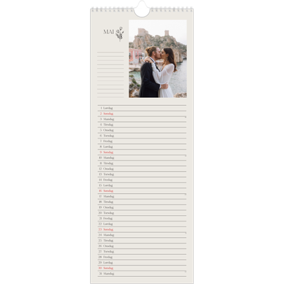Fotokalender smal  — Initialer i blomst [Mai]