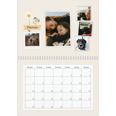 Fotokalender A4 dobbel (30 x 40 cm) — Vintage scrapbooking [Februar]