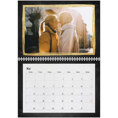 Fotokalender A4 dobbel (30 x 40 cm) — Rammer med glitter [kalender-forside]