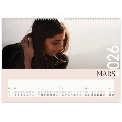 Fotokalender A3 — Overlappende tekst [Mars]