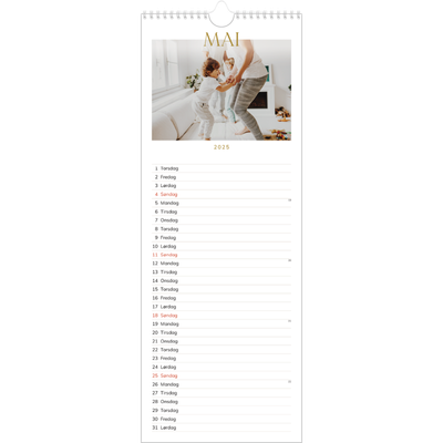 Fotokalender smal  — Gull stor skrift [kalender-forside]