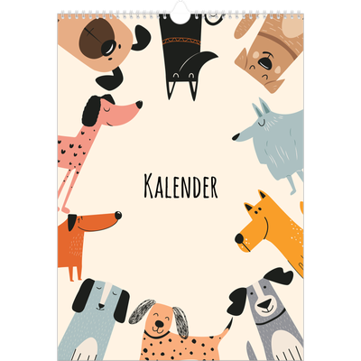 A3 Månedskalender — Hundepoter og kruseduller [kalender-forside]