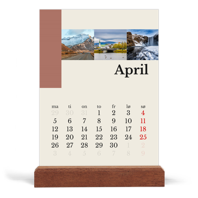 Bordkalender med trestativ - Stående — Verdens severdigheter [April]
