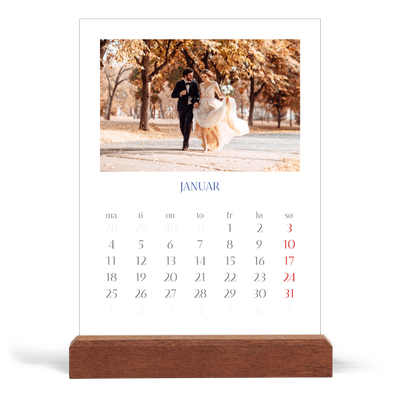 Bordkalender med trestativ - Stående — Klassisk kobolt [Januar]