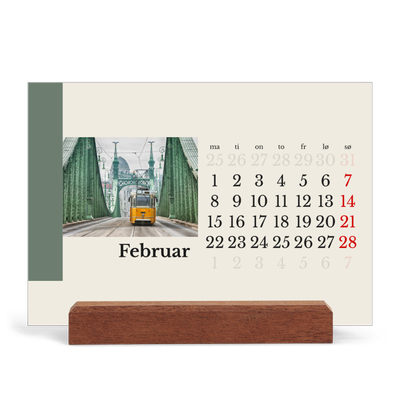Bordkalender med trestativ - Liggende  — Verdens severdigheter [Februar]