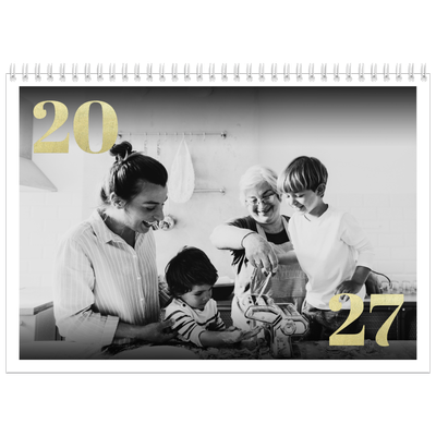 Fotokalender A4 dobbel (30 x 40 cm) — Glitter tall [kalender-forside]