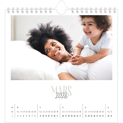 Månedskalender kvadratisk — Flere fonter [Mars]