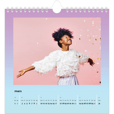 Månedskalender kvadratisk — Pastelltoner [Mars]