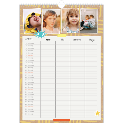 A3 Familieplanleggere — Rustikk planlegger - Familie på 4 [April]