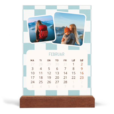 Bordkalender med trestativ - Stående — Retro mønstre [Februar]