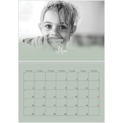 Fotokalender A4 dobbel (30 x 40 cm) — Grønn gradering [kalender-forside]