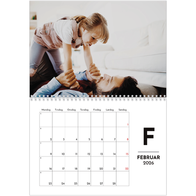 Fotokalender A4 dobbel (30 x 40 cm) — Bokstav i fokus [Februar]