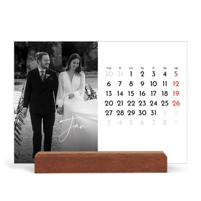 Bordkalender med trestativ - Liggende  — Elegant skrift [Januar]