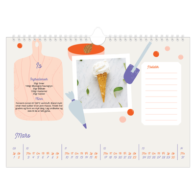 Fotokalender A4 — Året i oppskrifter [Mars]