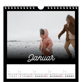 Fotokalender Kvadratisk — Sort minimalisme