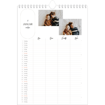 Fotokalender A4 — Planleggeren - Familie på 4