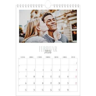 Fotokalender A4 (20 x 30 cm) — Flere fonter [Februar]