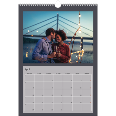 A3 Månedskalender — Stilrene farger [April]