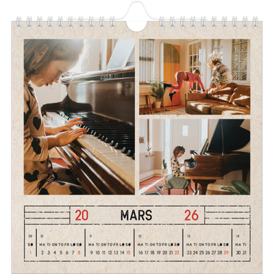 Månedskalender kvadratisk — Stempeleffekt [Mars]