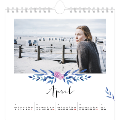 Månedskalender kvadratisk — Blomsterillustrasjoner [April]