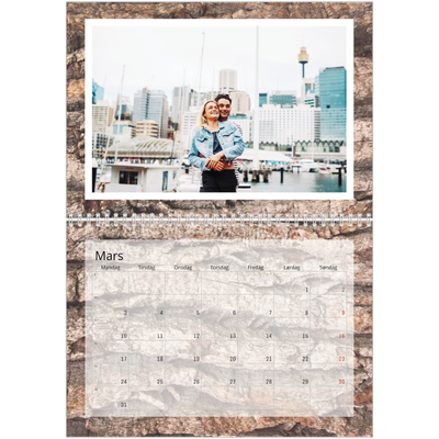 Fotokalender A4 dobbel (30 x 40 cm) — Bakgrunn i bark [Mars]