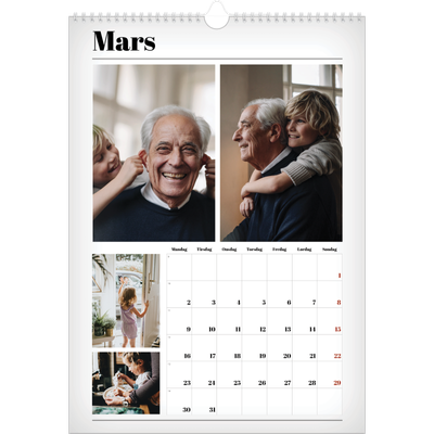 A3 Månedskalender — Avisstil [Mars]