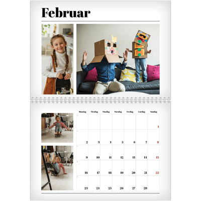 Fotokalender A4 dobbel (30 x 40 cm) — Avisstil [Februar]