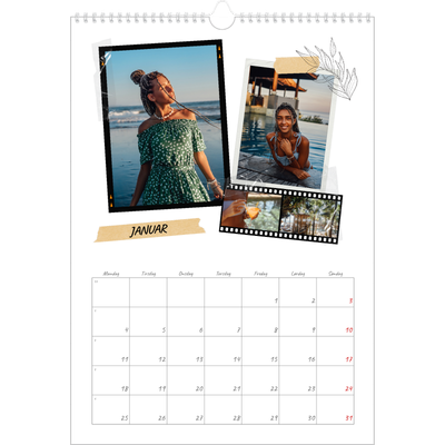 A3 Månedskalender — Scrapbook stil [Januar]