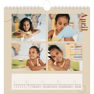 Månedskalender kvadratisk — Asymmetrisk tekst [April]