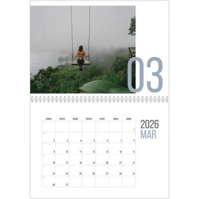 Fotokalender A4 dobbel (30 x 40 cm) — Tall for måned [Mars]