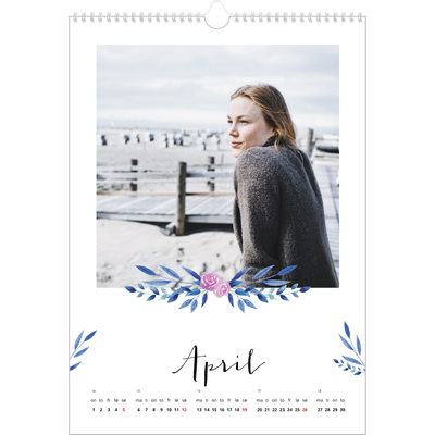 A3 Månedskalender — Blomsterillustrasjoner [April]