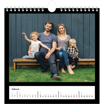 Månedskalender kvadratisk — Svart ramme [Februar]