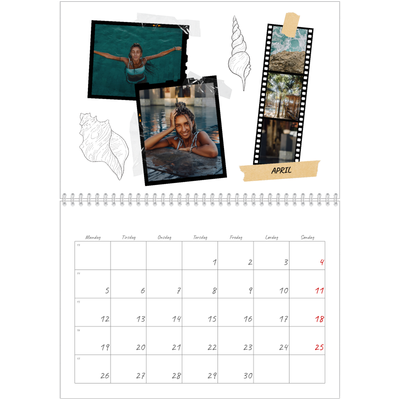 Fotokalender A4 dobbel (30 x 40 cm) — Scrapbook stil [April]