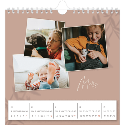 Månedskalender kvadratisk — Jordnært design [Mars]