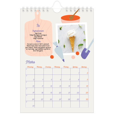 Fotokalender A5 — Året i oppskrifter [Mars]