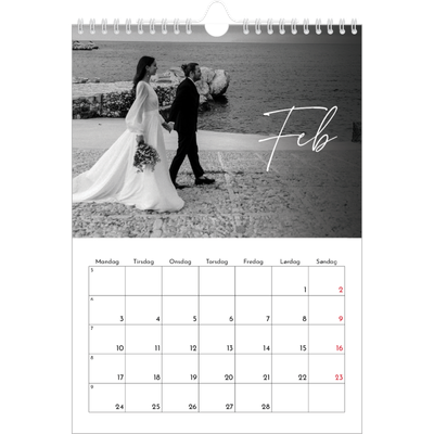 Fotokalender A4 (20 x 30 cm) — Elegant skrift [Februar]