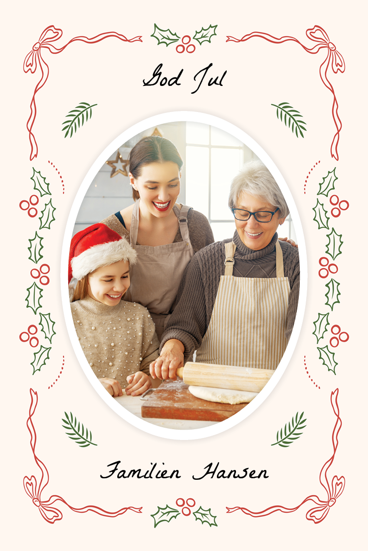 Fotokort — Kristtorn og sløyfer