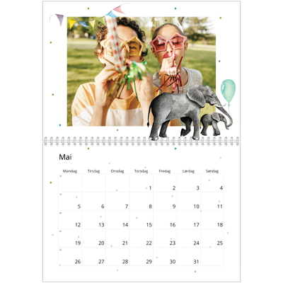 Fotokalender A4 dobbel (30 x 40 cm) — Vannfarger dyr [kalender-forside]