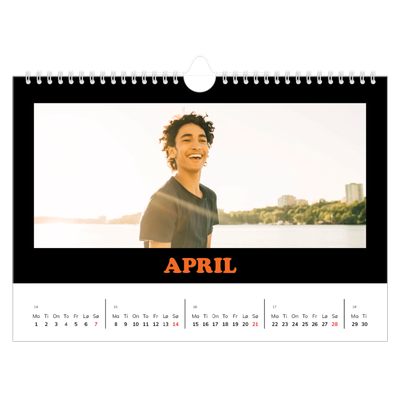 Fotokalender A4 — Morsom typografi [April]