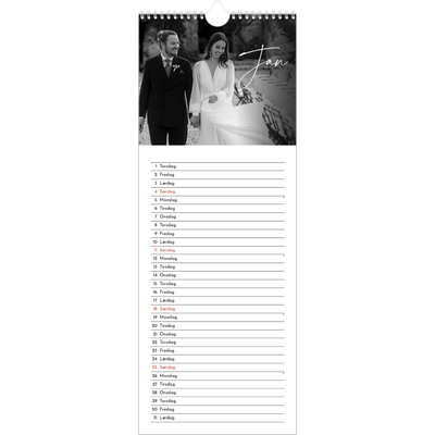 Fotokalender smal  — Elegant skrift [Januar]
