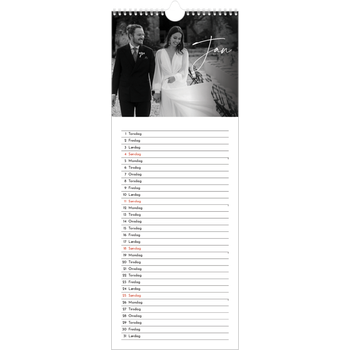 Fotokalender smal (15 x 40 cm) — Elegant skrift
