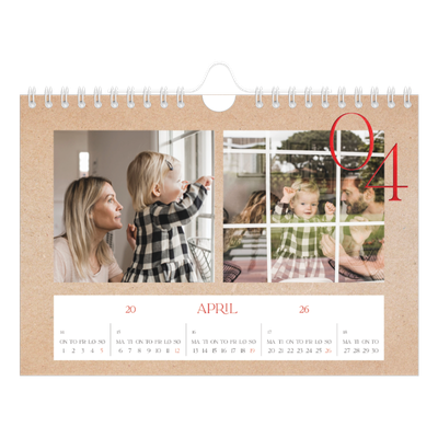 Fotokalender A5 — Røde detaljer [April]