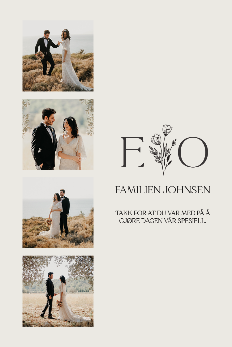 Takkekort — Initialer i blomst