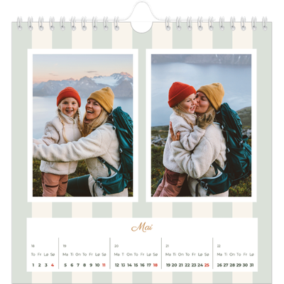 Månedskalender kvadratisk — Skrift og striper [kalender-forside]