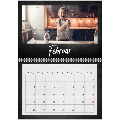 Fotokalender A4 dobbel (30 x 40 cm) — Tavle bakgrunn [Februar]
