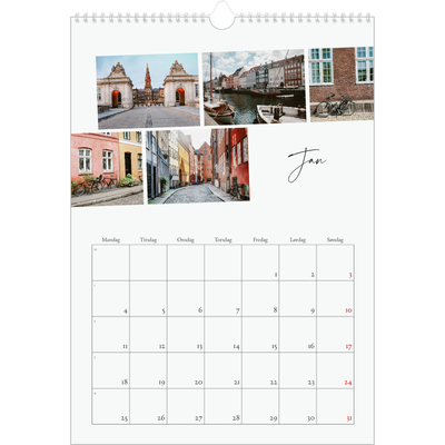 A3 Månedskalender — Byferie (hvit) [Januar]